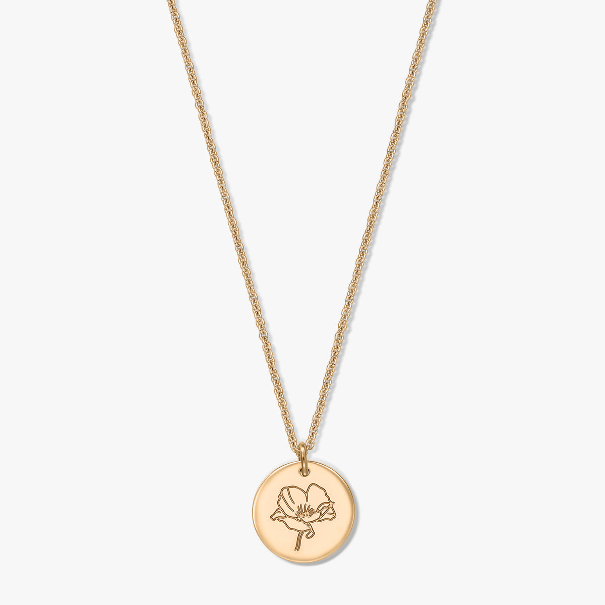 Collier en argent Birthflower Golden - Pavot d’août