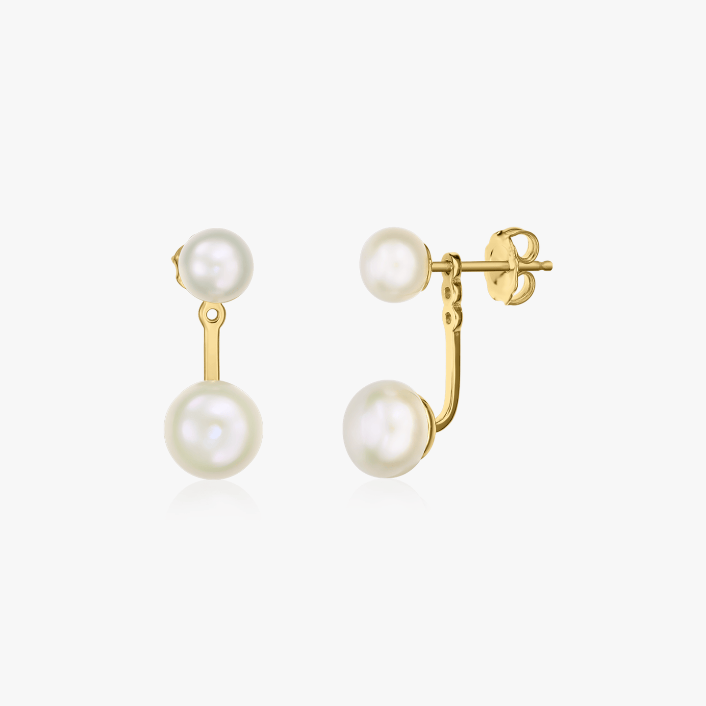 Boucles d'oreilles en argent Golden Duo - Perles naturelles - Indira