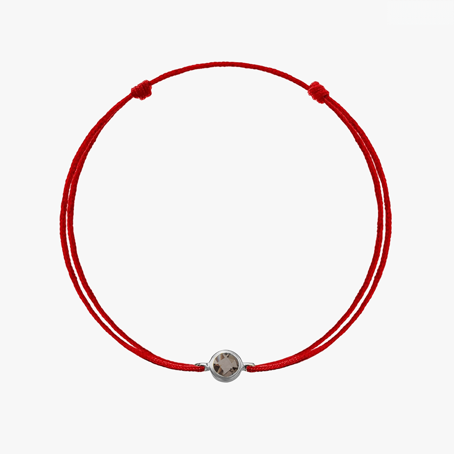 Bracelet en corde d'argent avec pierre de naissance quartz fumé - Indira