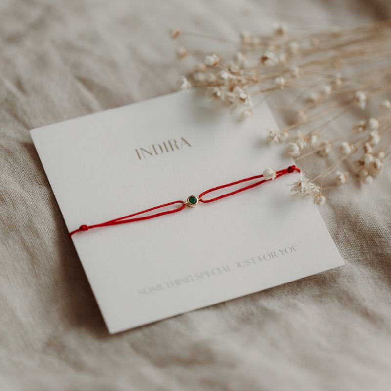Bracelet cordon en argent Birthstone Golden June - Pierre de Lune - Indira
