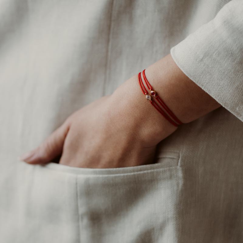 Bracelet en corde en argent Pierre de Naissance Golden Août - Péridot - Indira