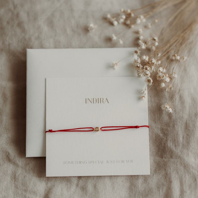 Bracelet en cordon en argent Birthstone Silver Juillet - Rubis - Indira
