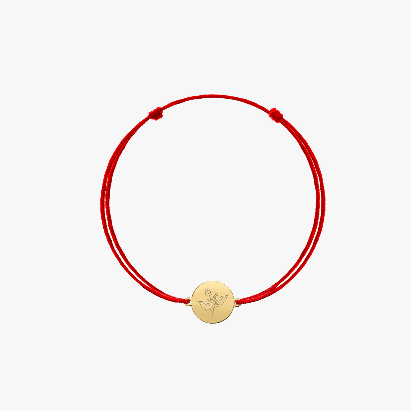 Bracelet cordon pour enfants en or Fleurs de Naissance - Décembre Houx - Indira