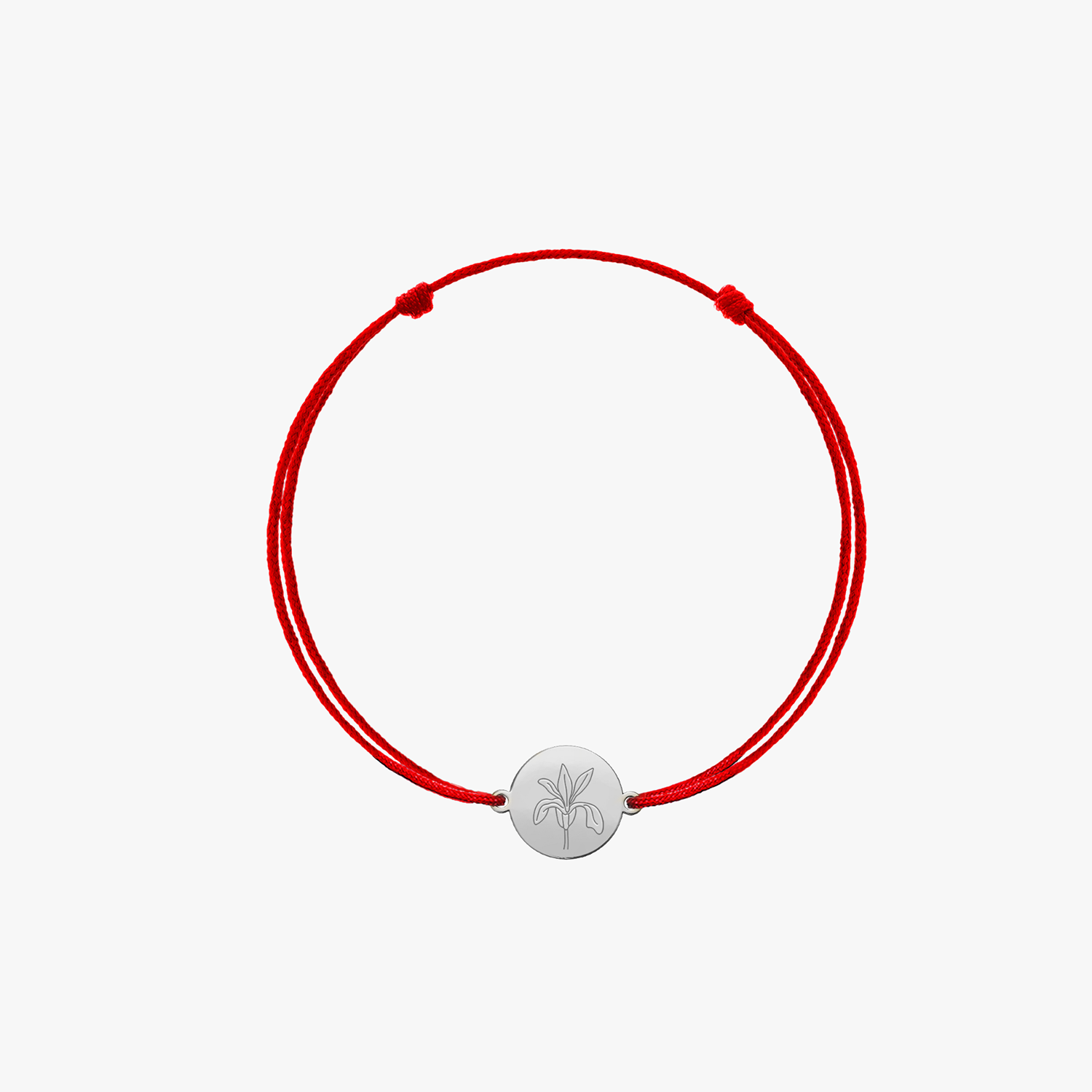 Bracelet cordon pour enfants en or blanc avec fleur de naissance - Iris de Février - Indira