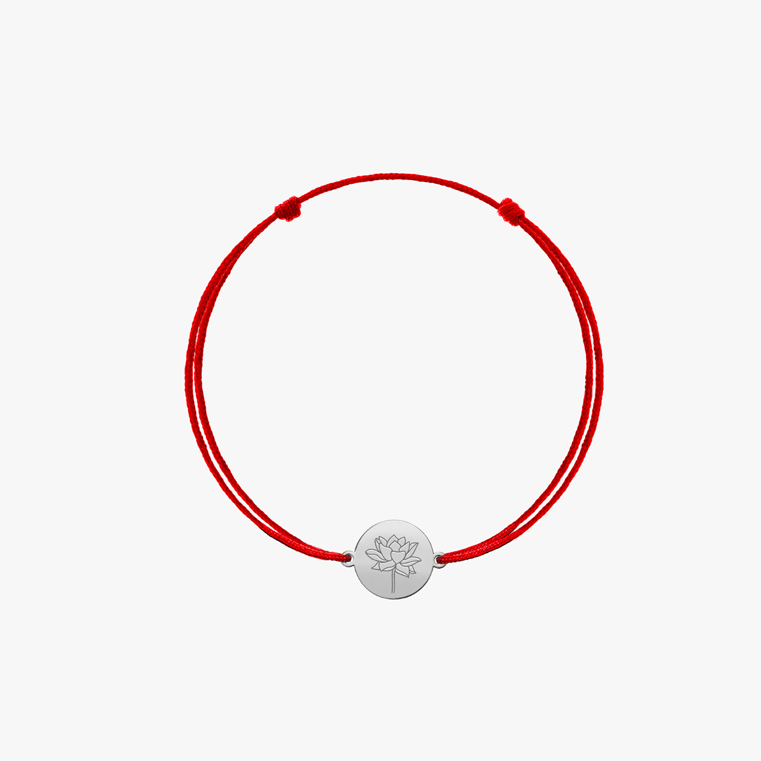 Bracelet cordon pour enfants en or blanc Fleur de naissance - Juillet Lotus - Indira