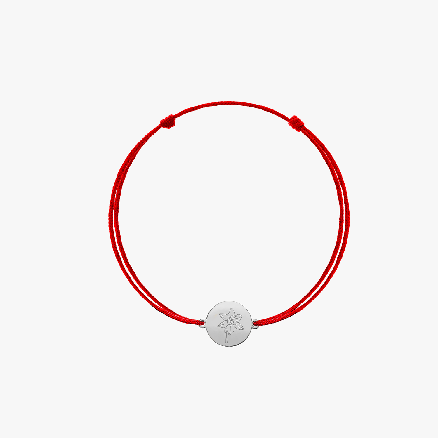 Bracelet en corde pour enfants en or blanc Birth Flower - Mars Jonquille - Indira