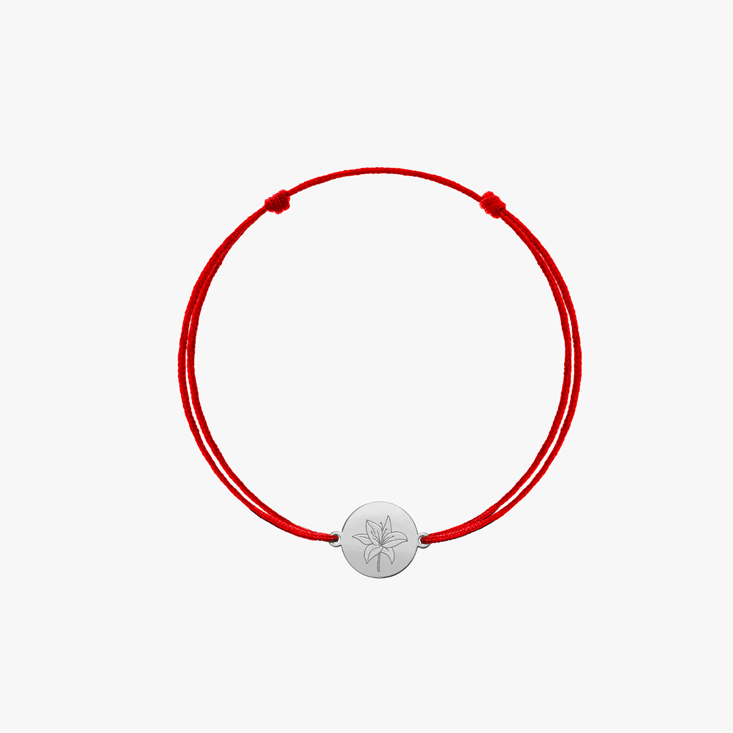 Bracelet corde pour enfants en or blanc Birth Flower - Lily de mai - Indira
