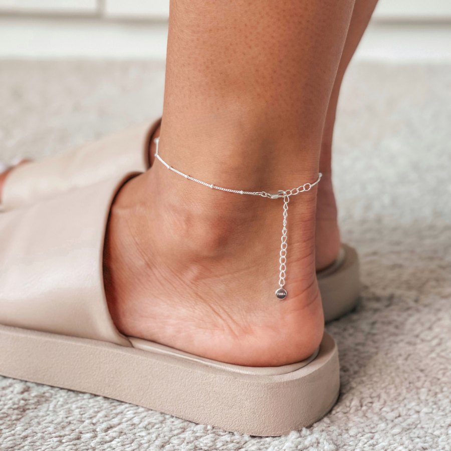 Chaîne de cheville en argent perlée - Indira