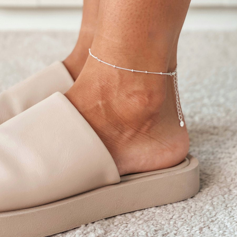 Chaîne de cheville en argent perlé - Indira