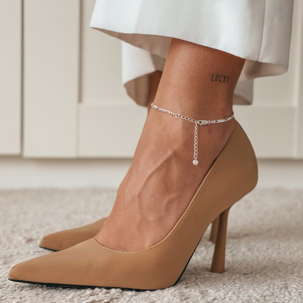 Bracelet de cheville en argent Figaro - Indira