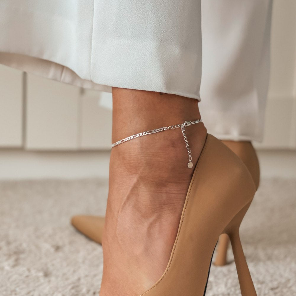 Chaîne de cheville en argent Figaro - Indira