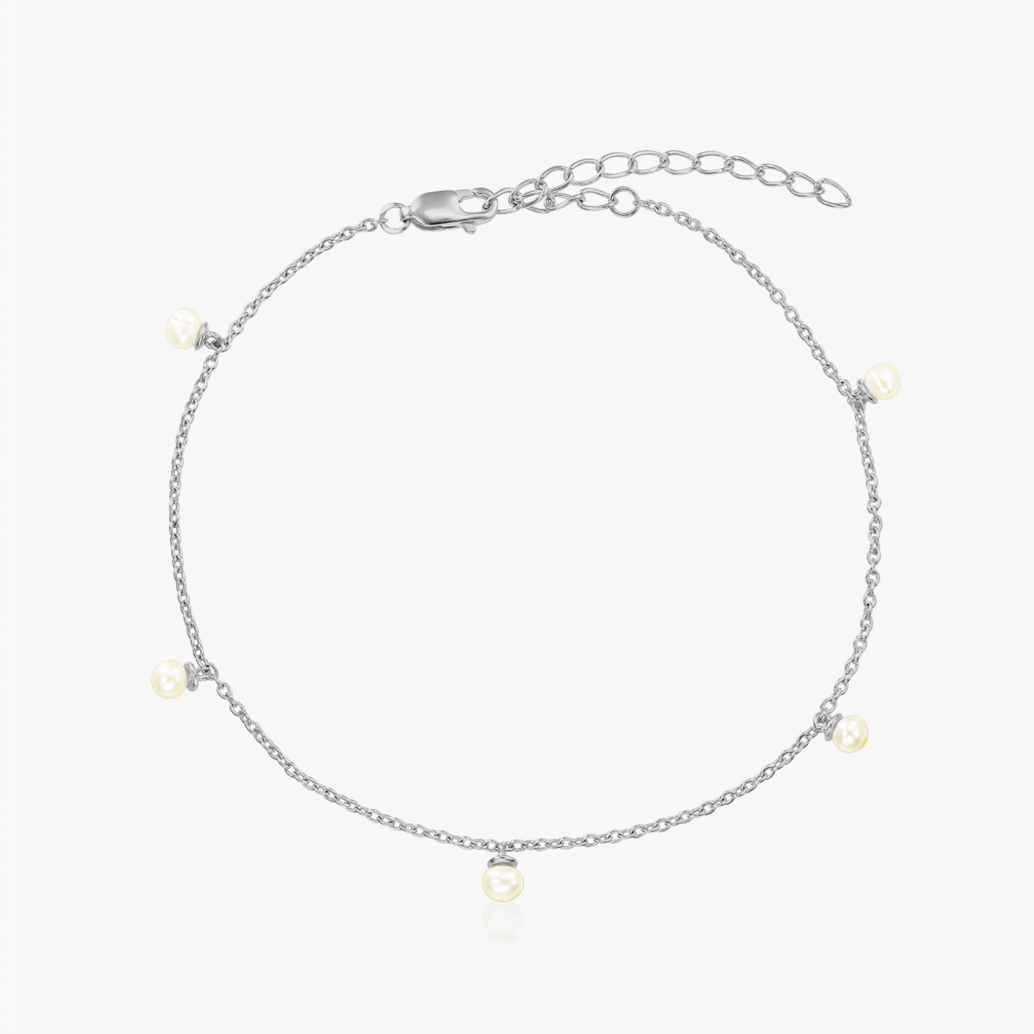 Bracelet de cheville en argent Margo - Perles Naturelles - Indira