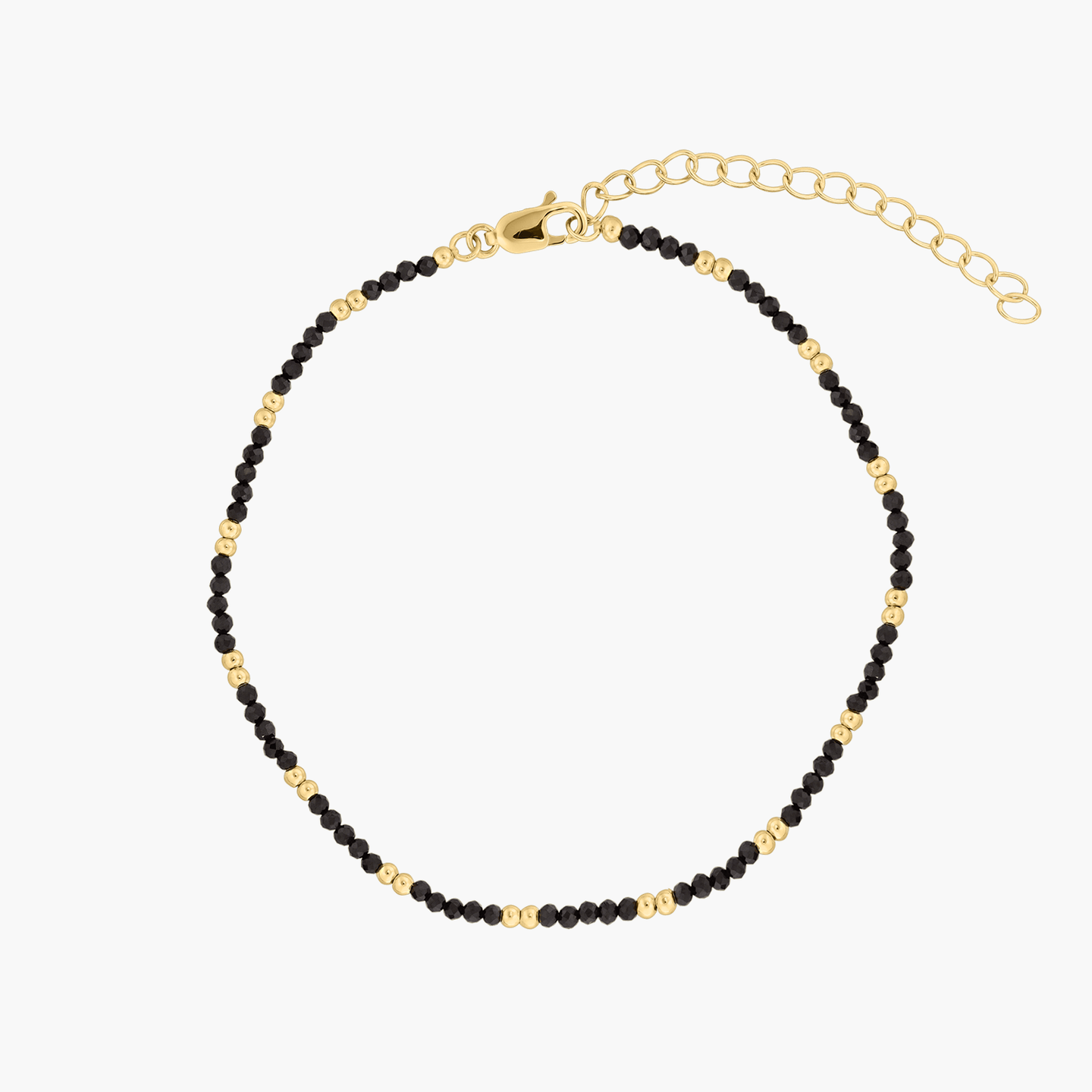 Chaîne de cheville en argent Golden Summerscape - Spinelle Noir - Indira