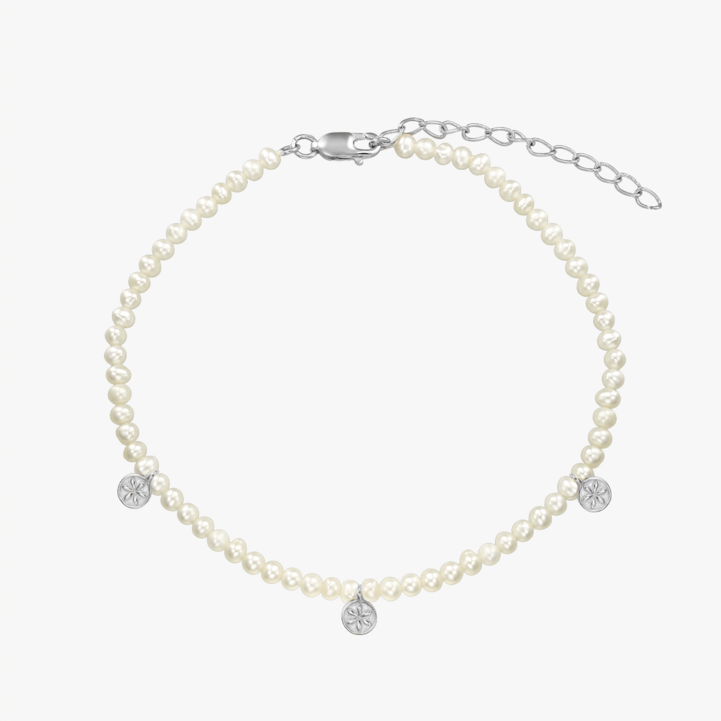 Bracelet de cheville en argent Venus - Perles naturelles - Indira