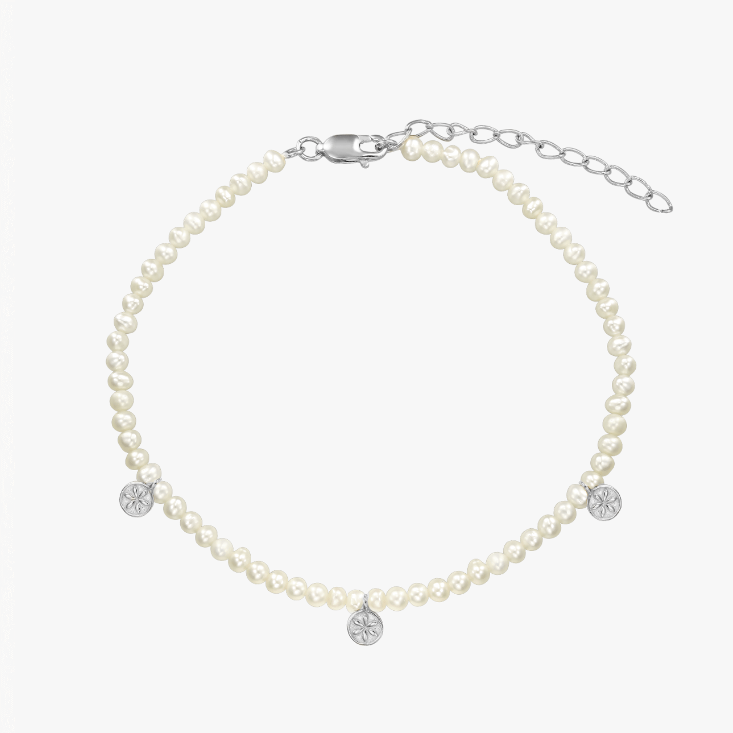 Bracelet de cheville en argent Venus - Perles naturelles - Indira