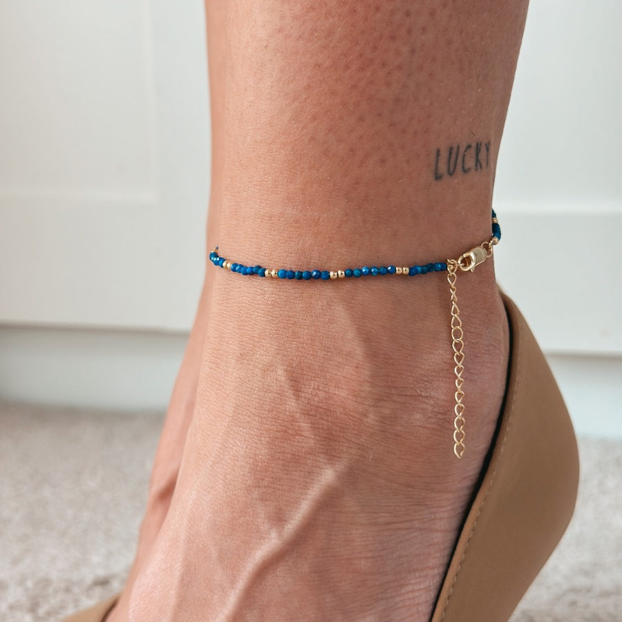 Chaîne de cheville en argent SummerScape Golden – Lapis - Indira