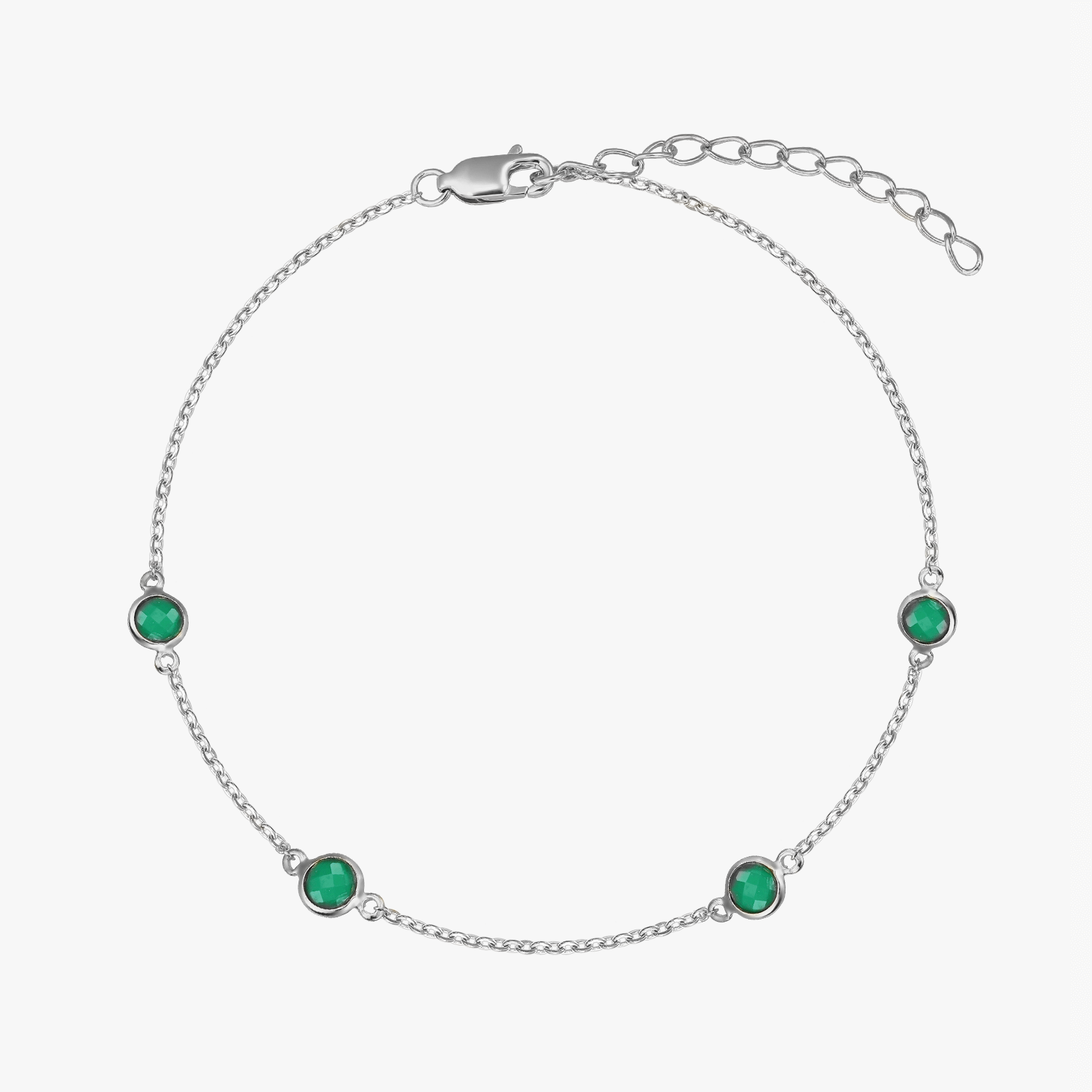 Bracelet en argent avec pierre de naissance de mai - Onyx vert