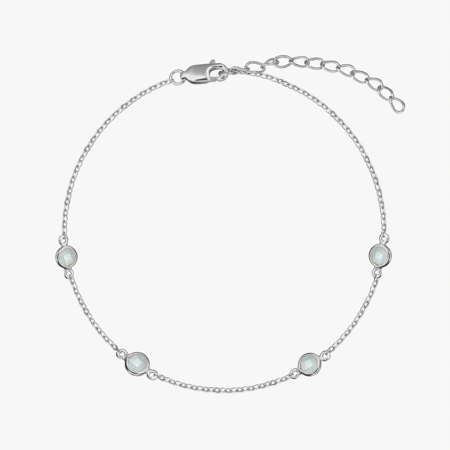 Bracelet en argent Pierre de Naissance Mars - Aigue-marine - Indira