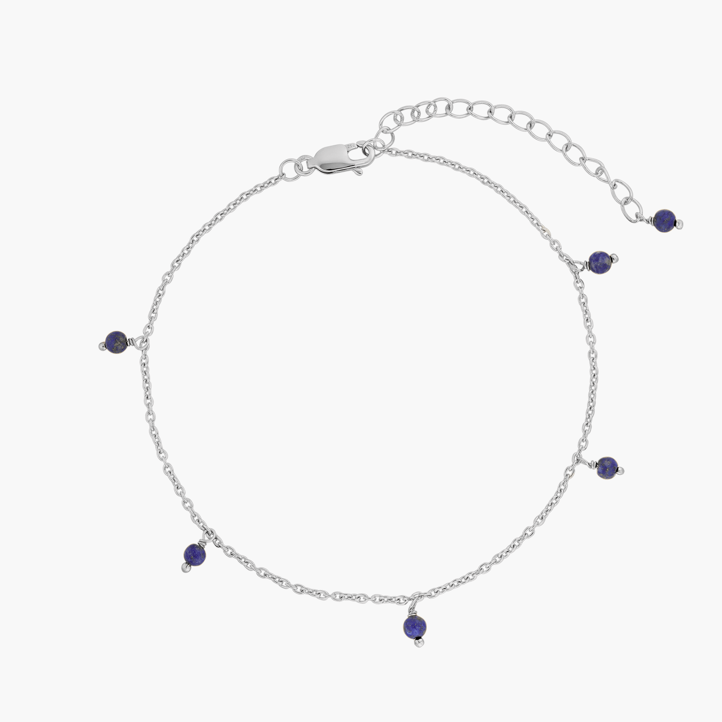 Chaîne de cheville en argent Gem Droplet - Lapis - Indira