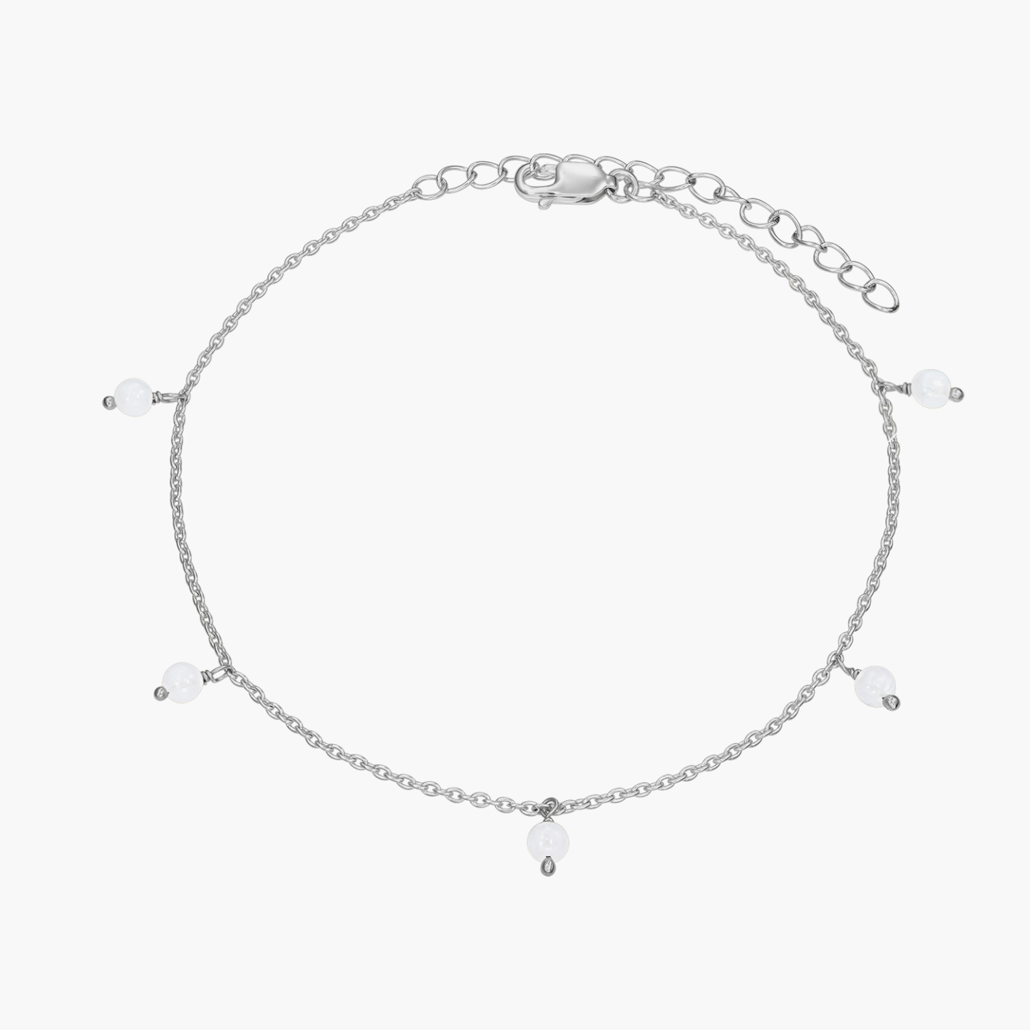 Bratara de picior din argint Gem Droplet - Piatra Lunii - Indira