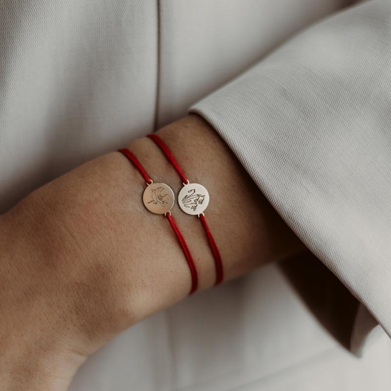 Bracelet en corde en argent Golden Birth Flower - Mars Jonquille - Indira