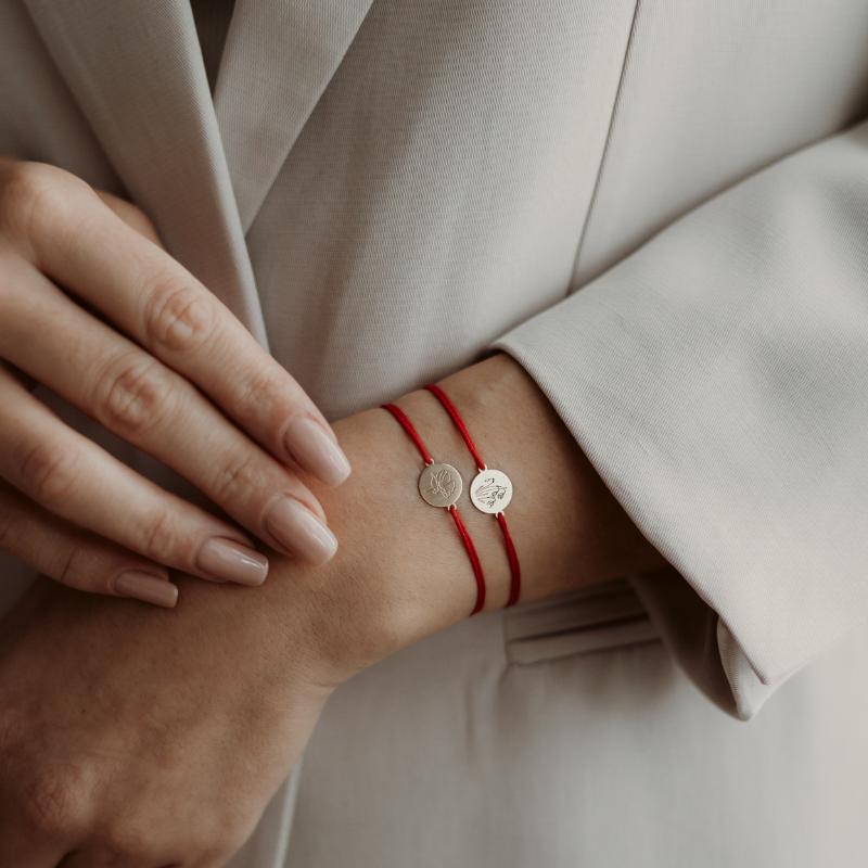 Bracelet en corde en argent Golden Birth Flower - Février Iris - Indira