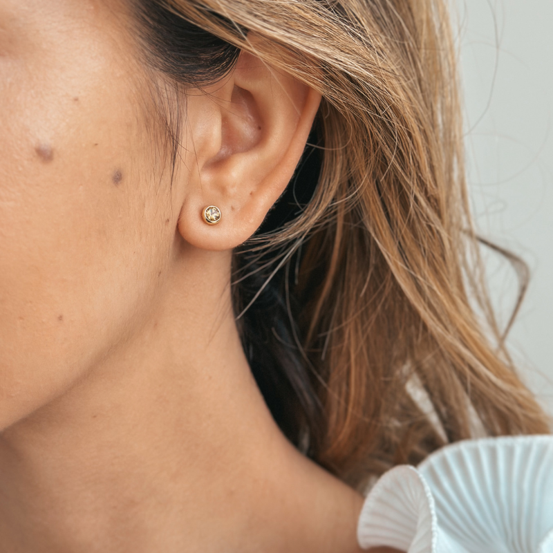 Boucles d'oreilles en argent Birthstone Golden November - Citrine - Indira