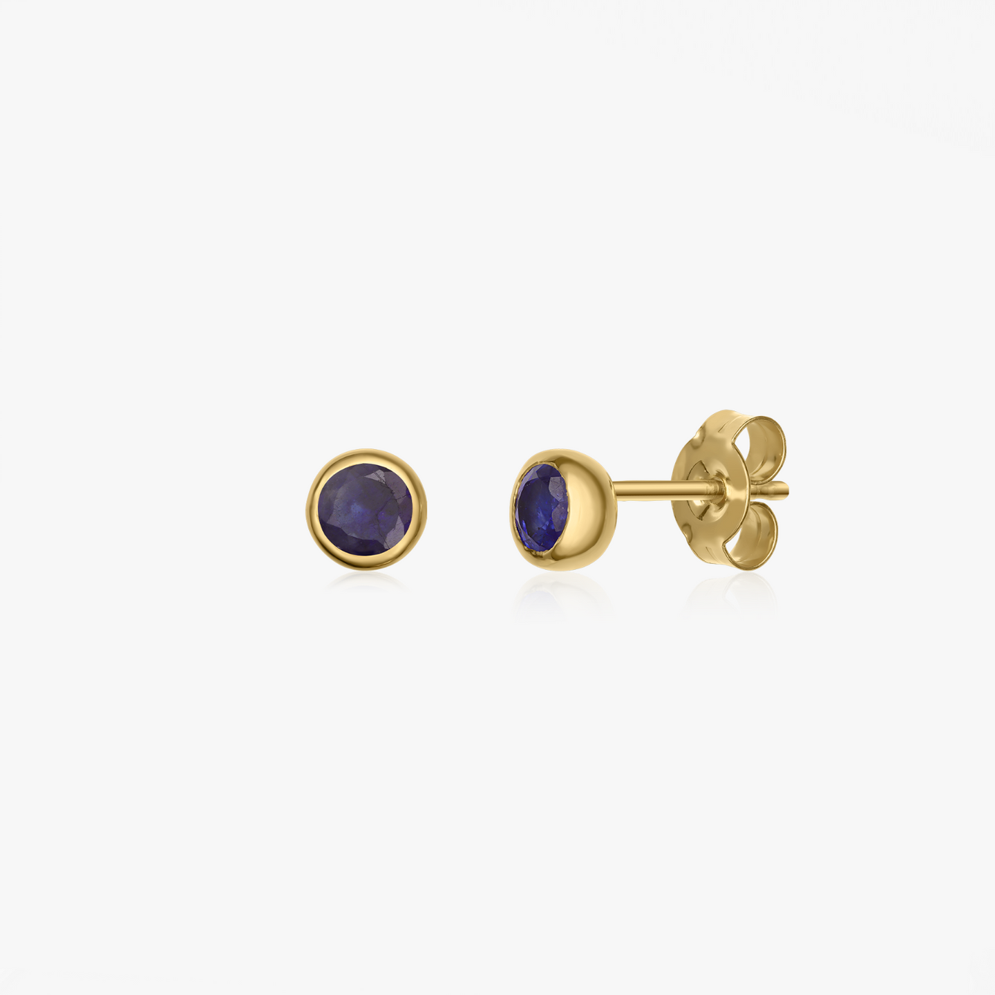 Boucles d'oreilles en argent Birthstone Golden septembre - Saphir - Indira