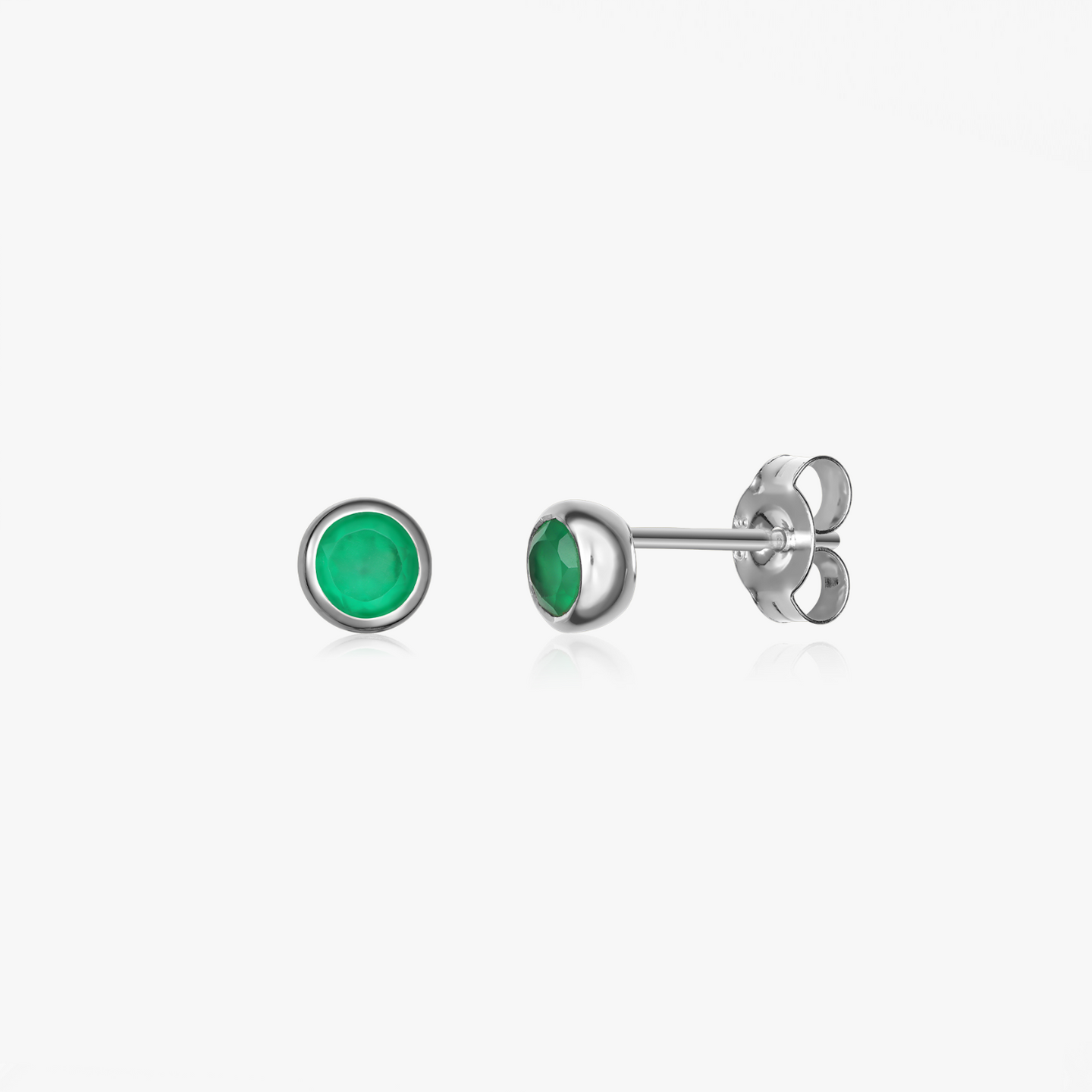 Boucles d'oreilles en argent Birthstone Mai - Onyx Vert - Indira