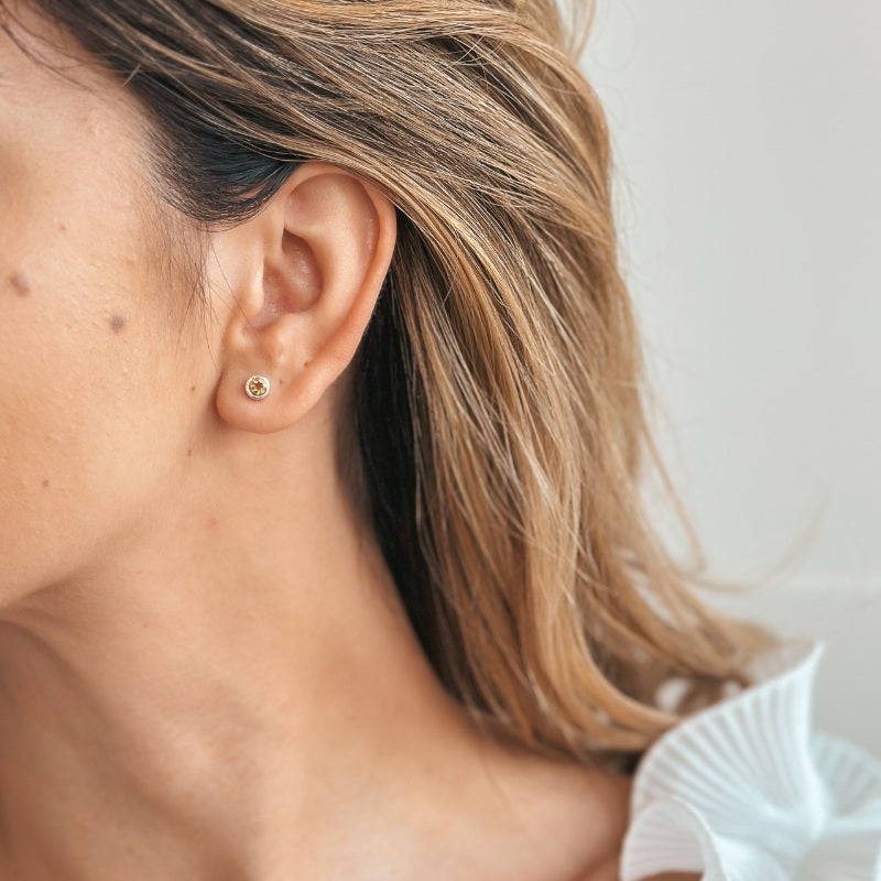 Boucles d'oreilles en argent Birthstone Novembre - Citrine - Indira