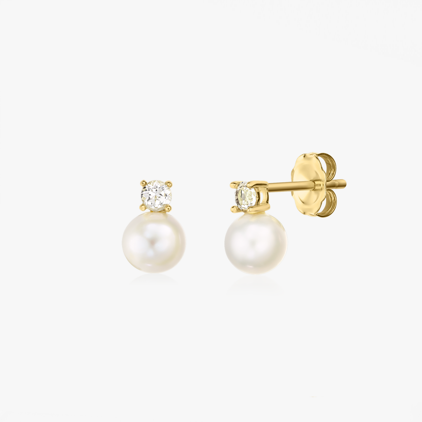 Boucles d'oreilles en argent Golden Astrid - Perle naturelle et Topaze blanche - Indira