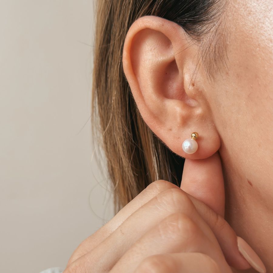 Boucles d'oreilles en argent Golden Avery - Perle Naturelle - Indira