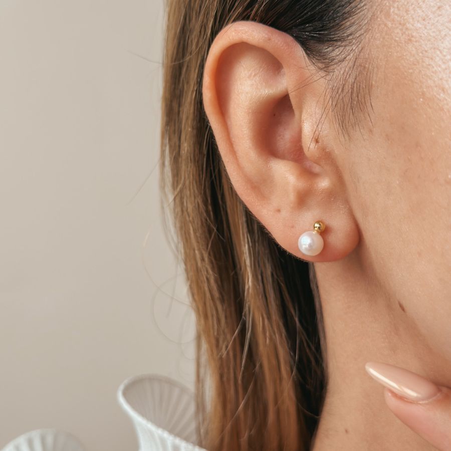 Boucles d'oreilles en argent Golden Avery - Perle naturelle - Indira