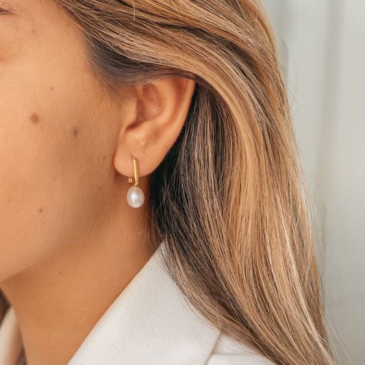 Boucles d'oreilles en argent Golden Brulée - Perles Naturelles - Indira