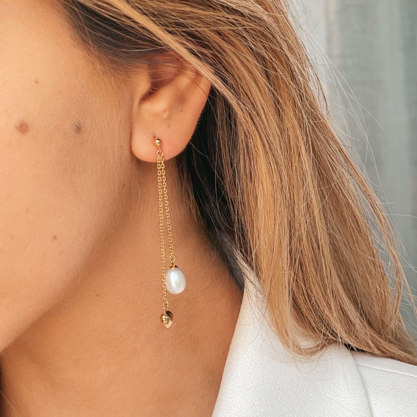 Boucles d'oreilles en argent Golden Eliana - Perles naturelles - Indira