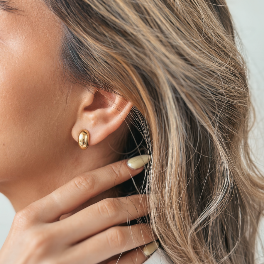 Boucles d'oreilles en argent Golden Half Dome - Indira