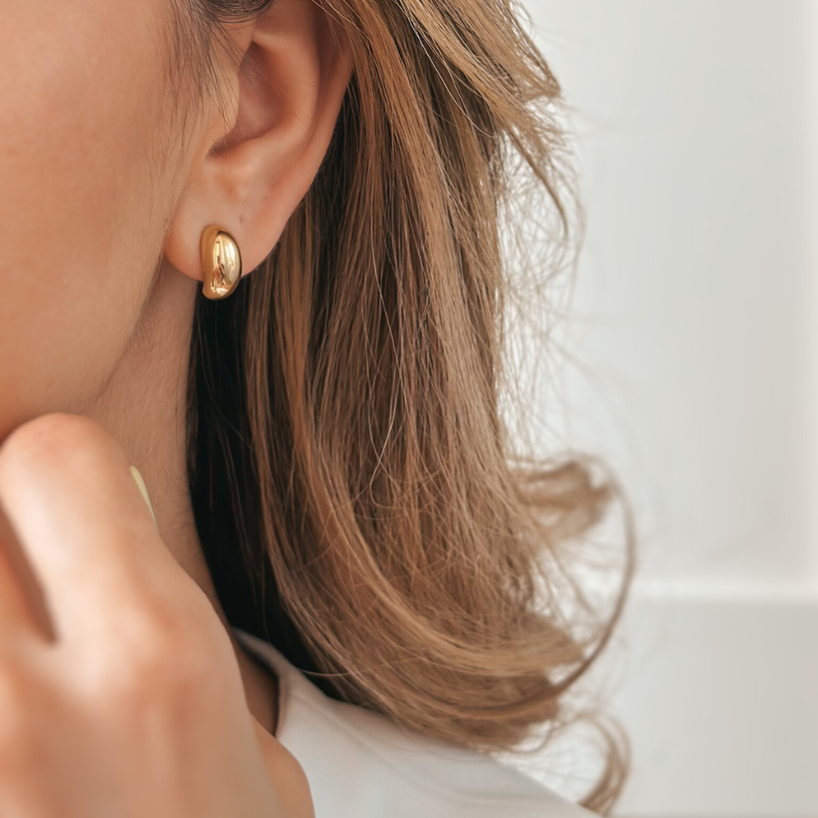 Boucles d'oreilles en argent Golden Half Dome - Indira