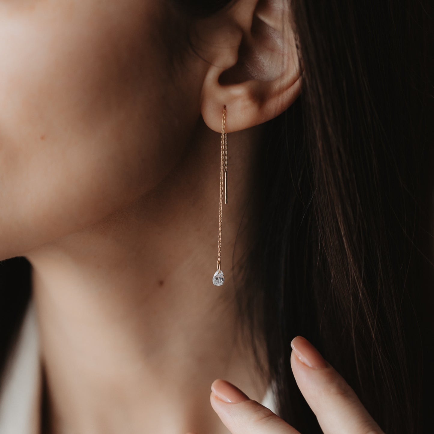 Cercei din argint Golden Solitaire - Zirconiu - Indira