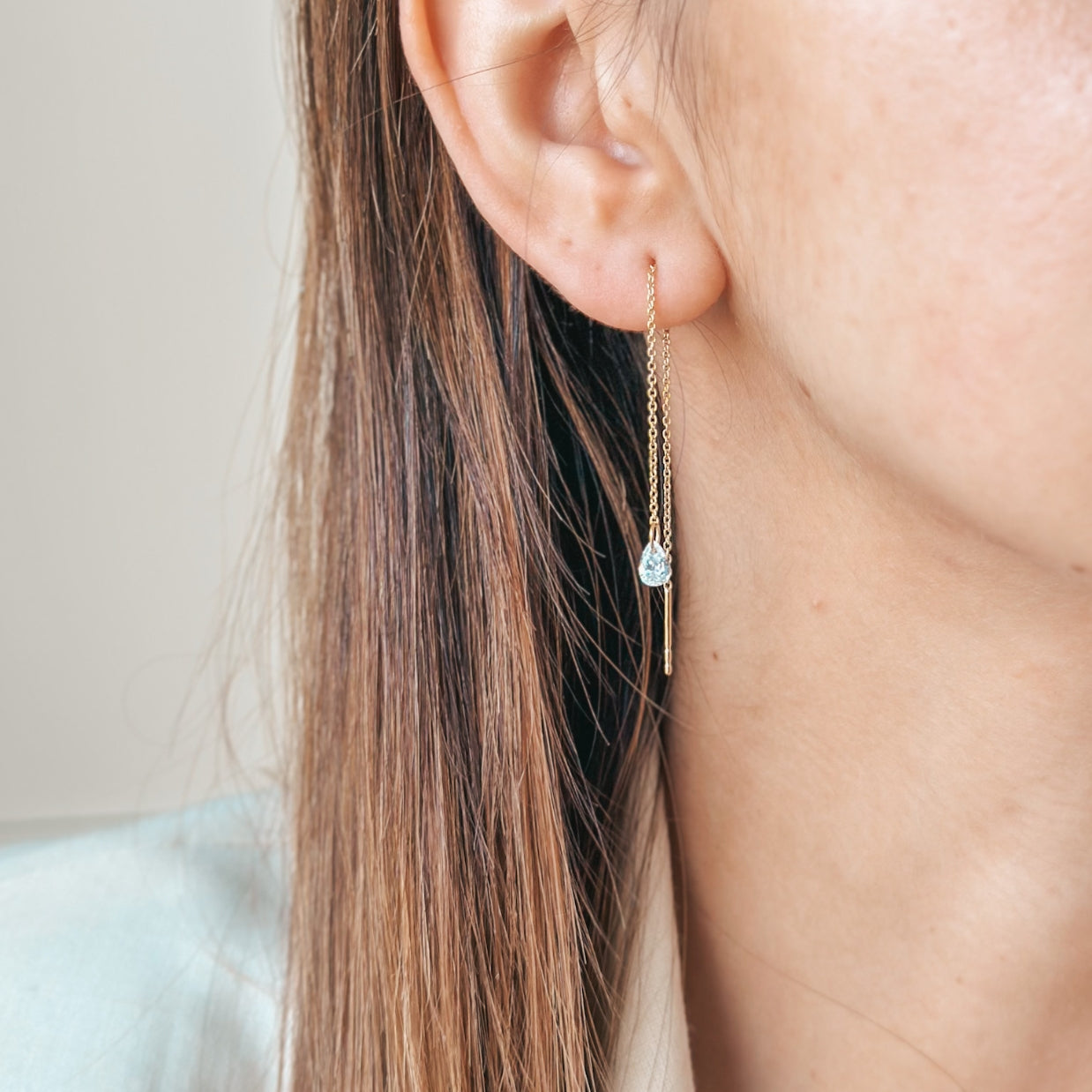 Cercei din argint Golden Solitaire - Zirconiu - Indira