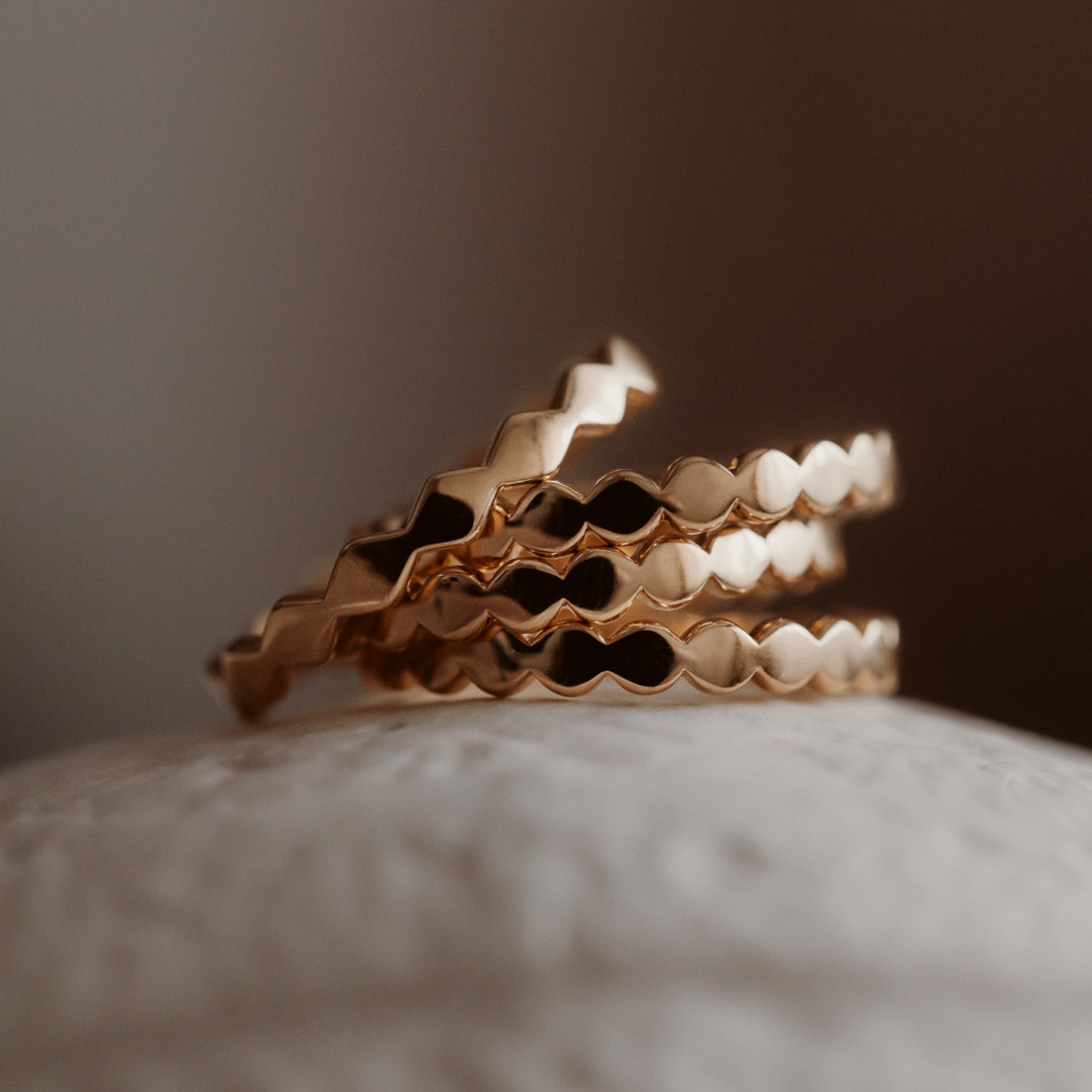 Bague en argent plaqué or Sculpture - Indira