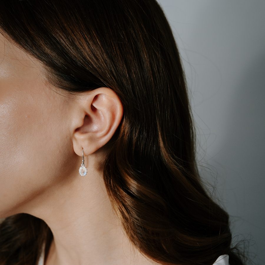 Boucles d'oreilles en argent Serene - Pierre de Lune - Indira
