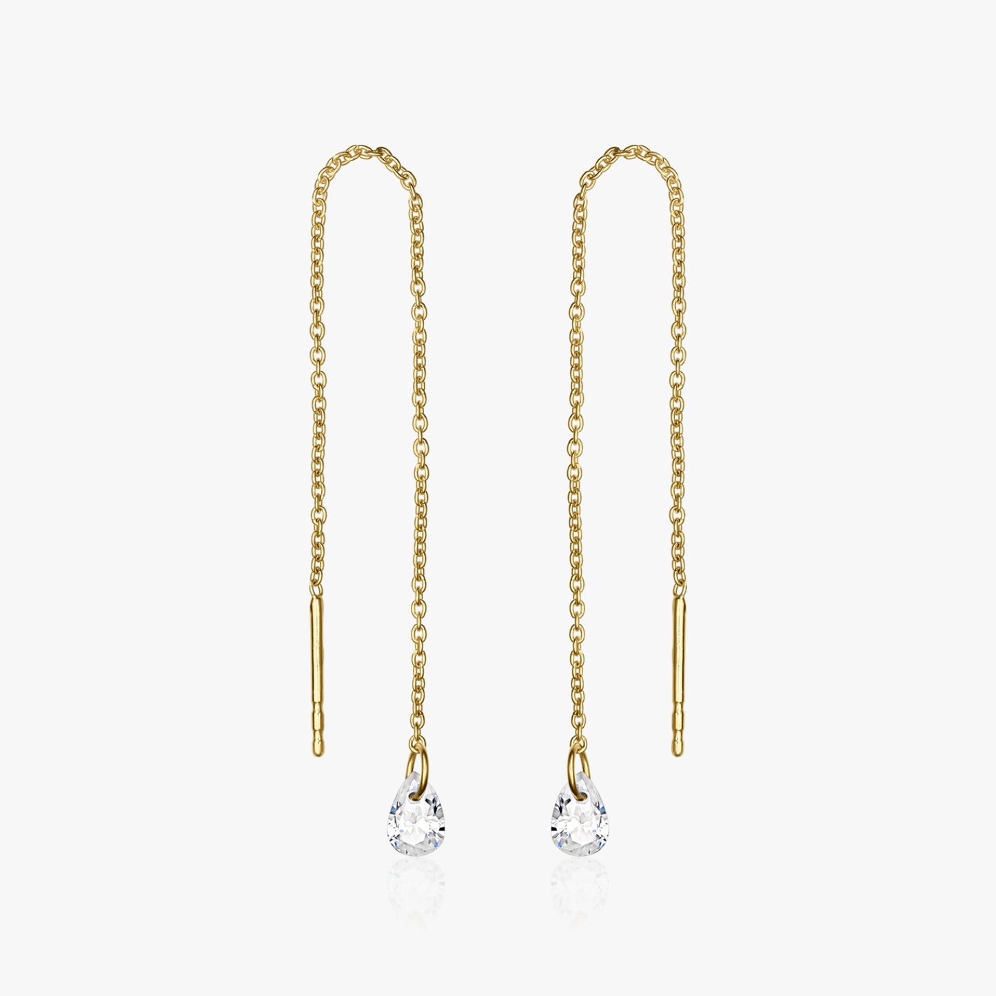 Cercei din argint Golden Solitaire - Zirconiu - Indira