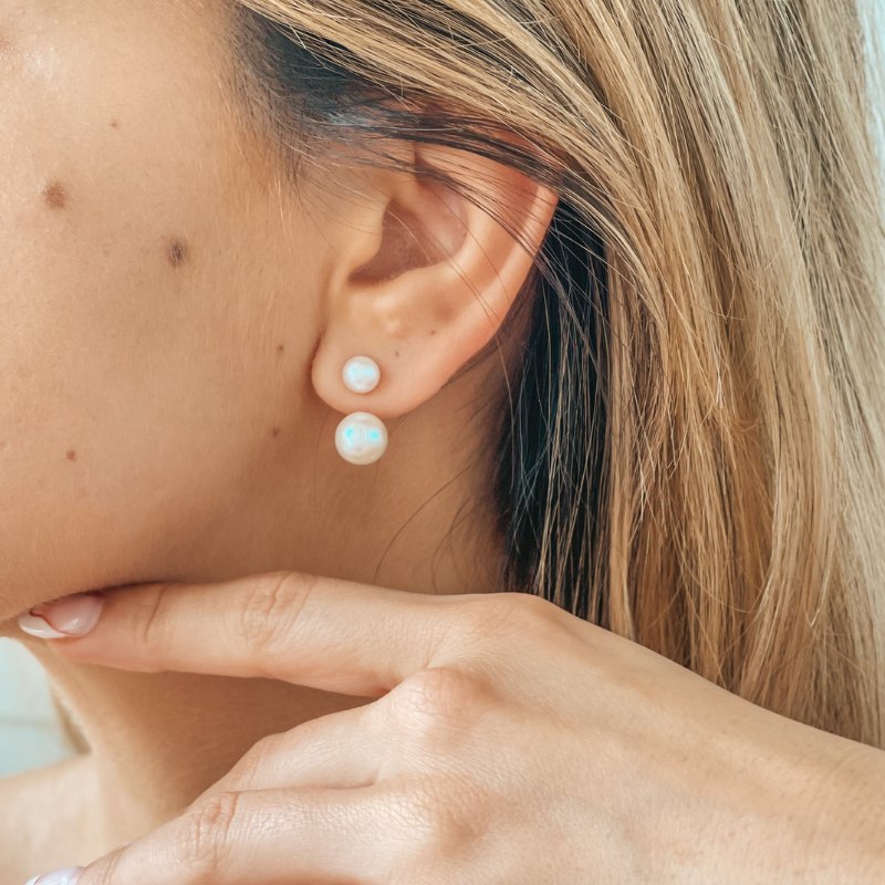Boucles d'oreilles Double en or - Perles Naturelles - Indira