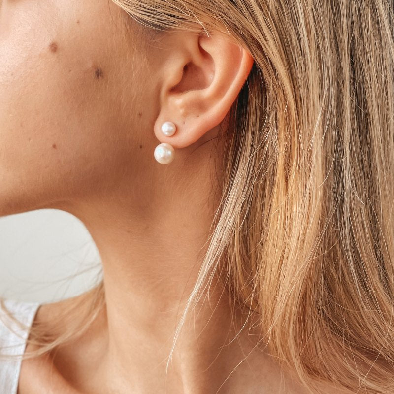 Boucles d'oreilles en or Double - Perles Naturelles - Indira