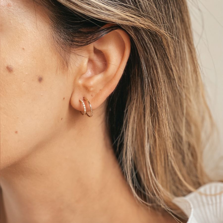 Boucles d'oreilles en or Double Hoops - Indira