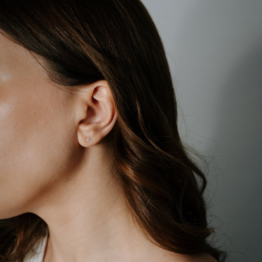 Boucles d'oreilles Edelweiss en or - Zirconium - Indira