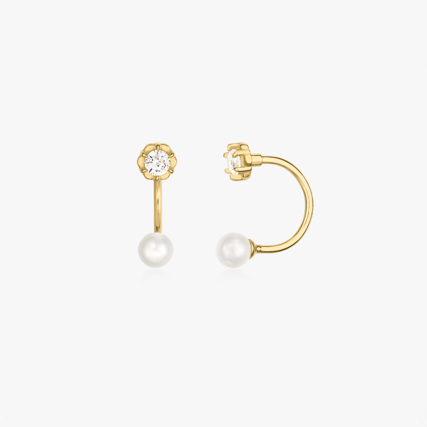 Boucles d'oreilles en or Pearl and stone jacket - Perles naturelles - Indira