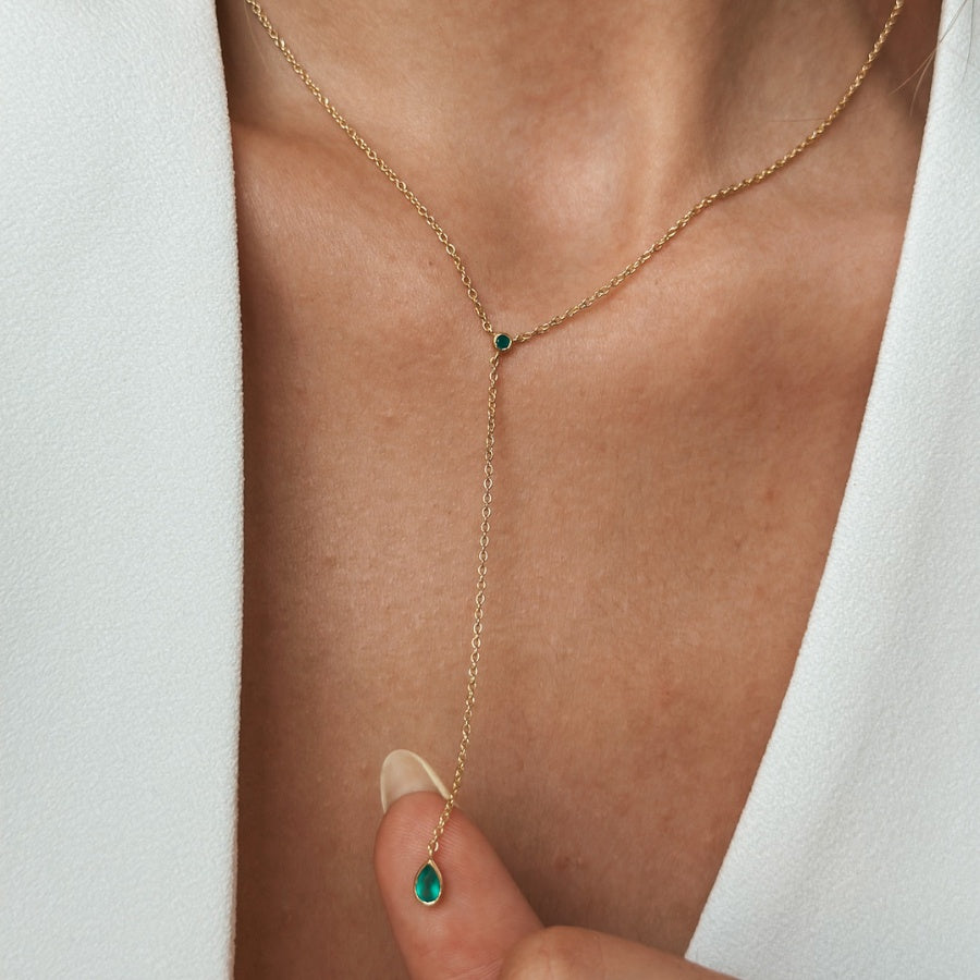 Collier en argent Golden Lariat - Onyx vert - Indira