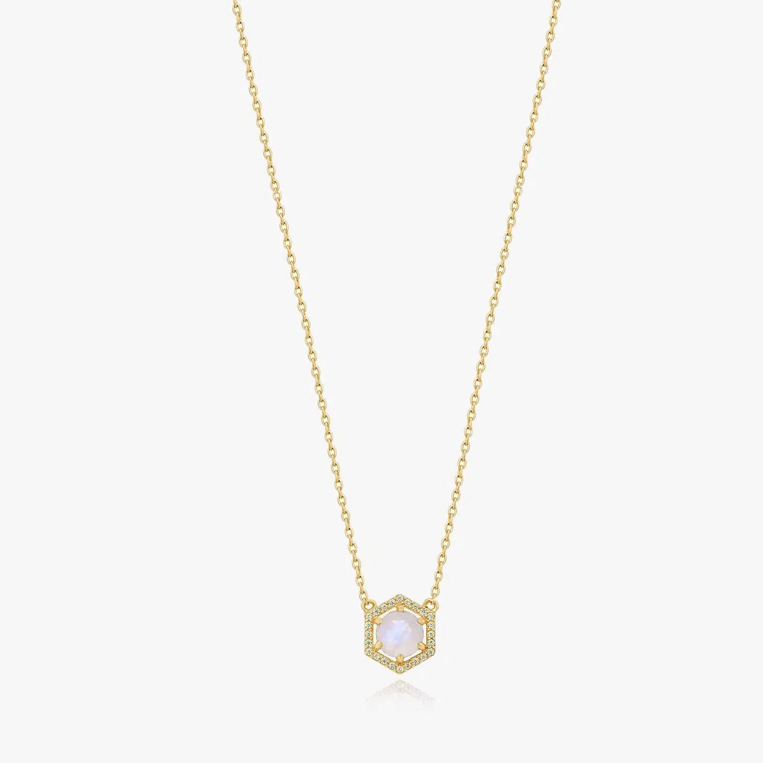 Collier en argent Golden Lucy - Pierre de Lune - Indira