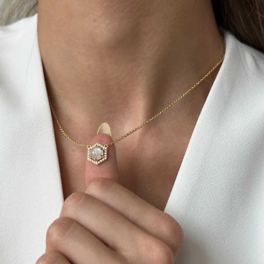 Collier en argent Golden Lucy - Pierre de Lune - Indira